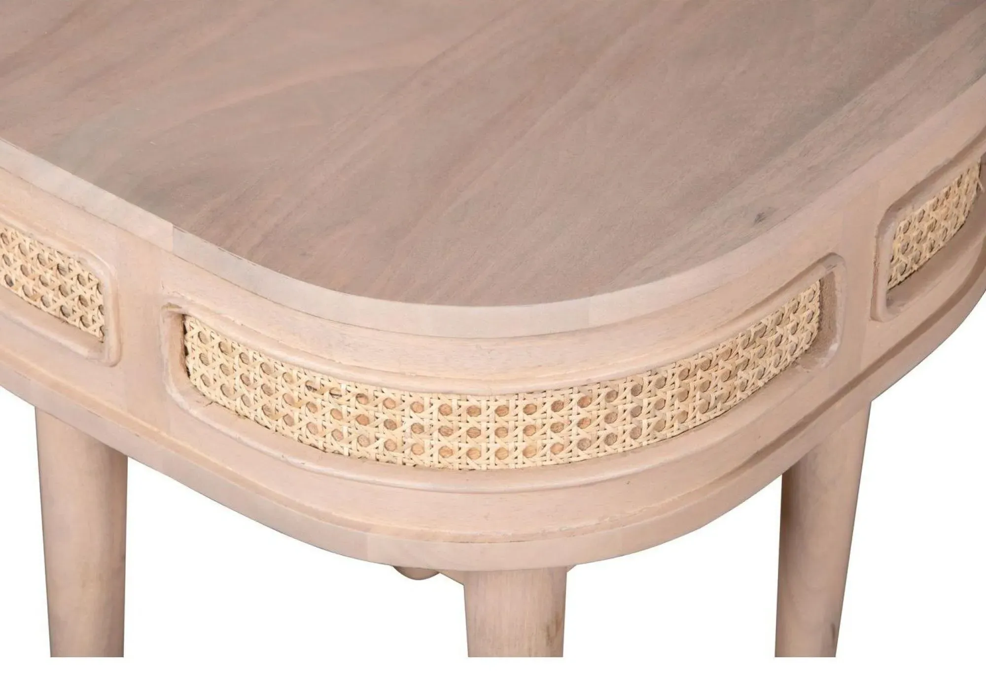 Vance Curved Bedside Table - Natural, Rattan