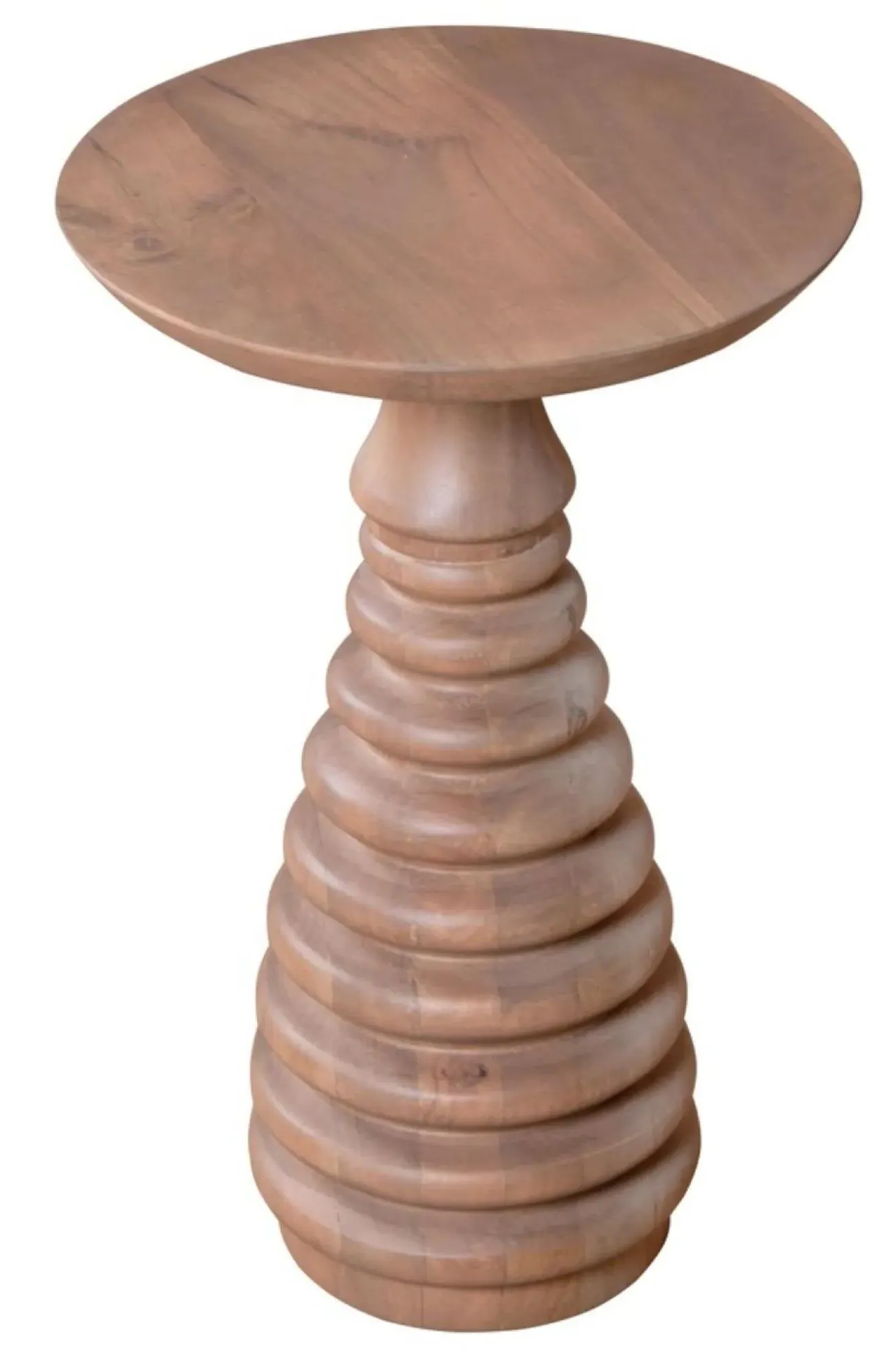 Vance Curved Round Side Table - Lacquered, Mango Wood