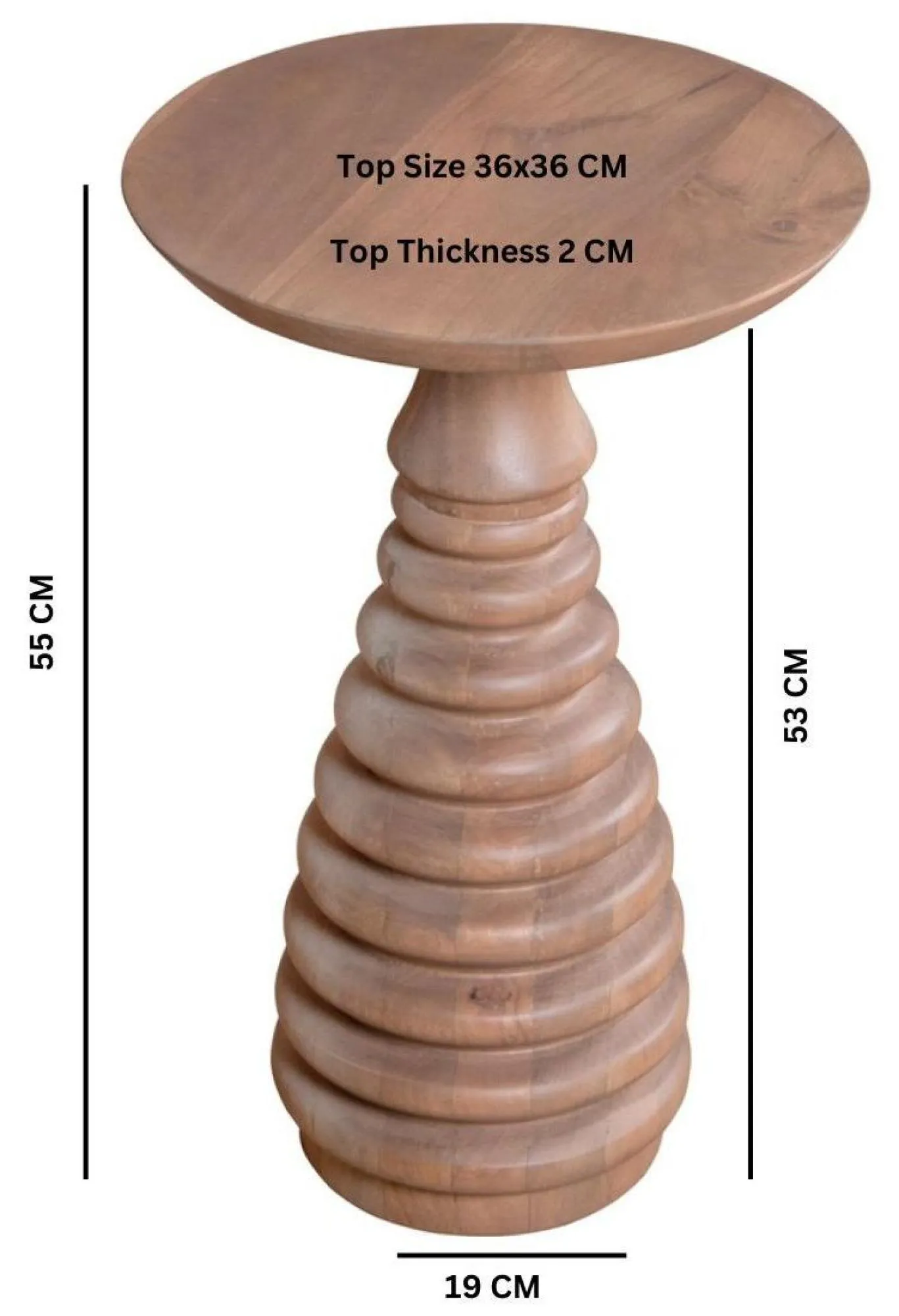 Vance Curved Round Side Table - Lacquered, Mango Wood