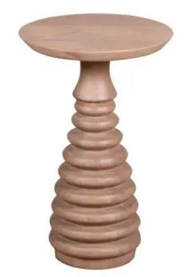 Vance Curved Round Side Table - Lacquered, Mango Wood image