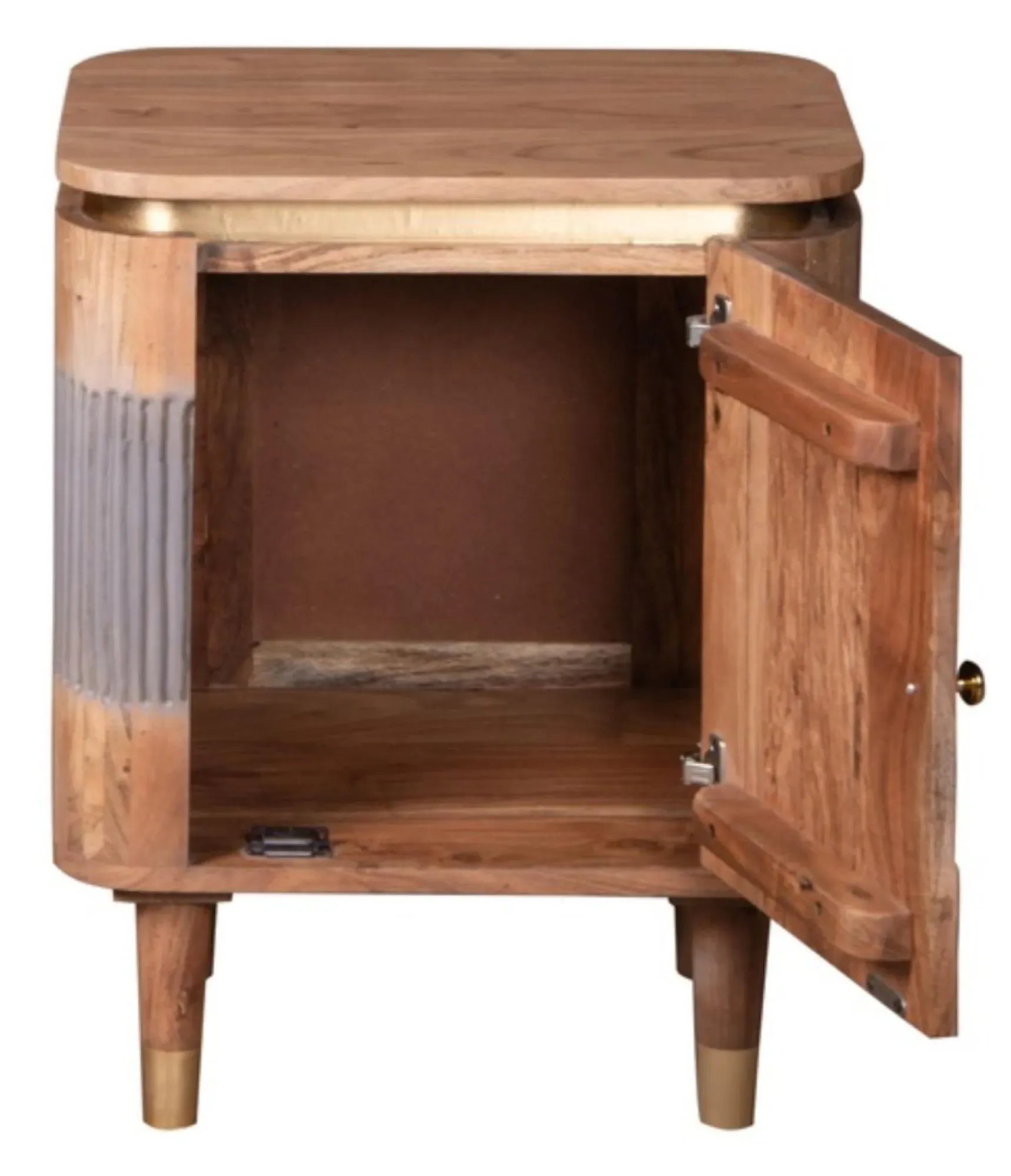 William Acacia Ribbed 1 Door Bedside Table - Lacquered
