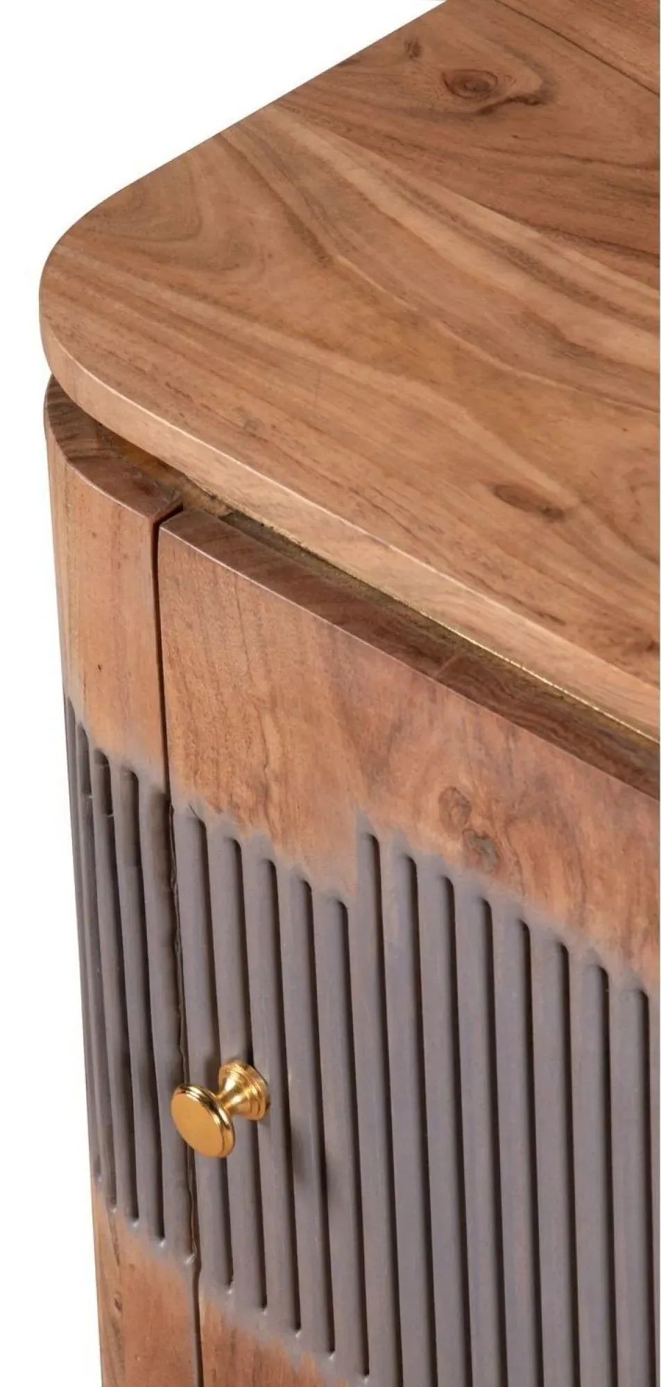 William Acacia Ribbed 1 Door Bedside Table - Lacquered
