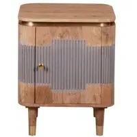 William Acacia Ribbed 1 Door Bedside Table - Lacquered