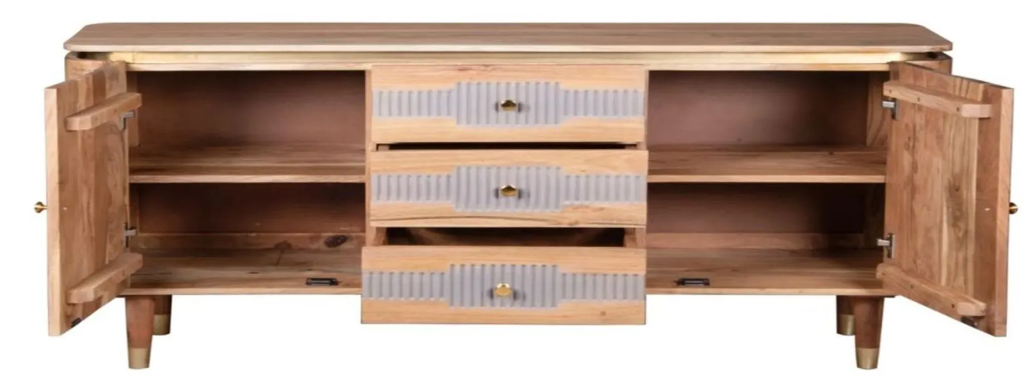 William Acacia Ribbed 140cm Medium Sideboard - Lacquered