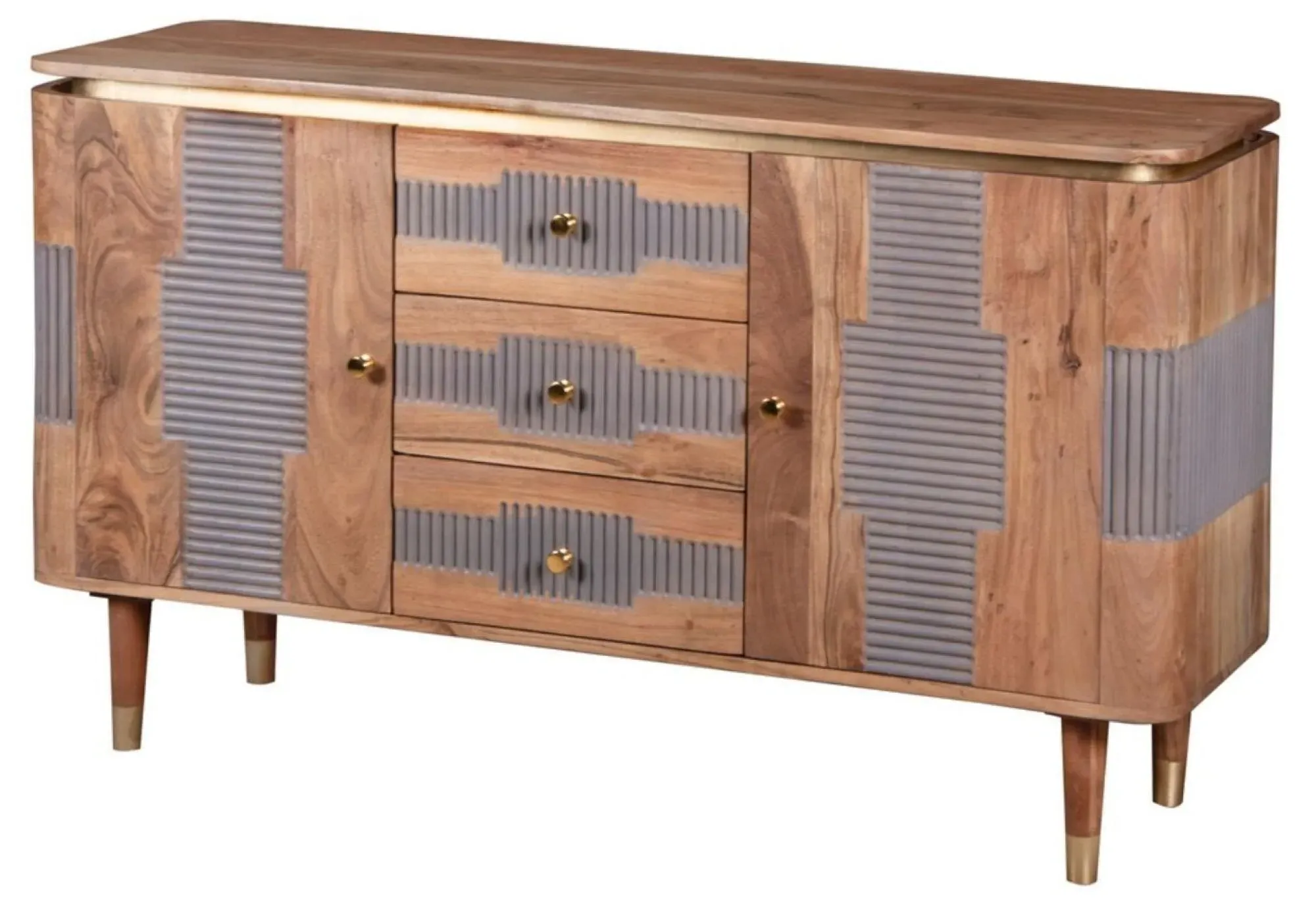 William Acacia Ribbed 140cm Medium Sideboard - Lacquered
