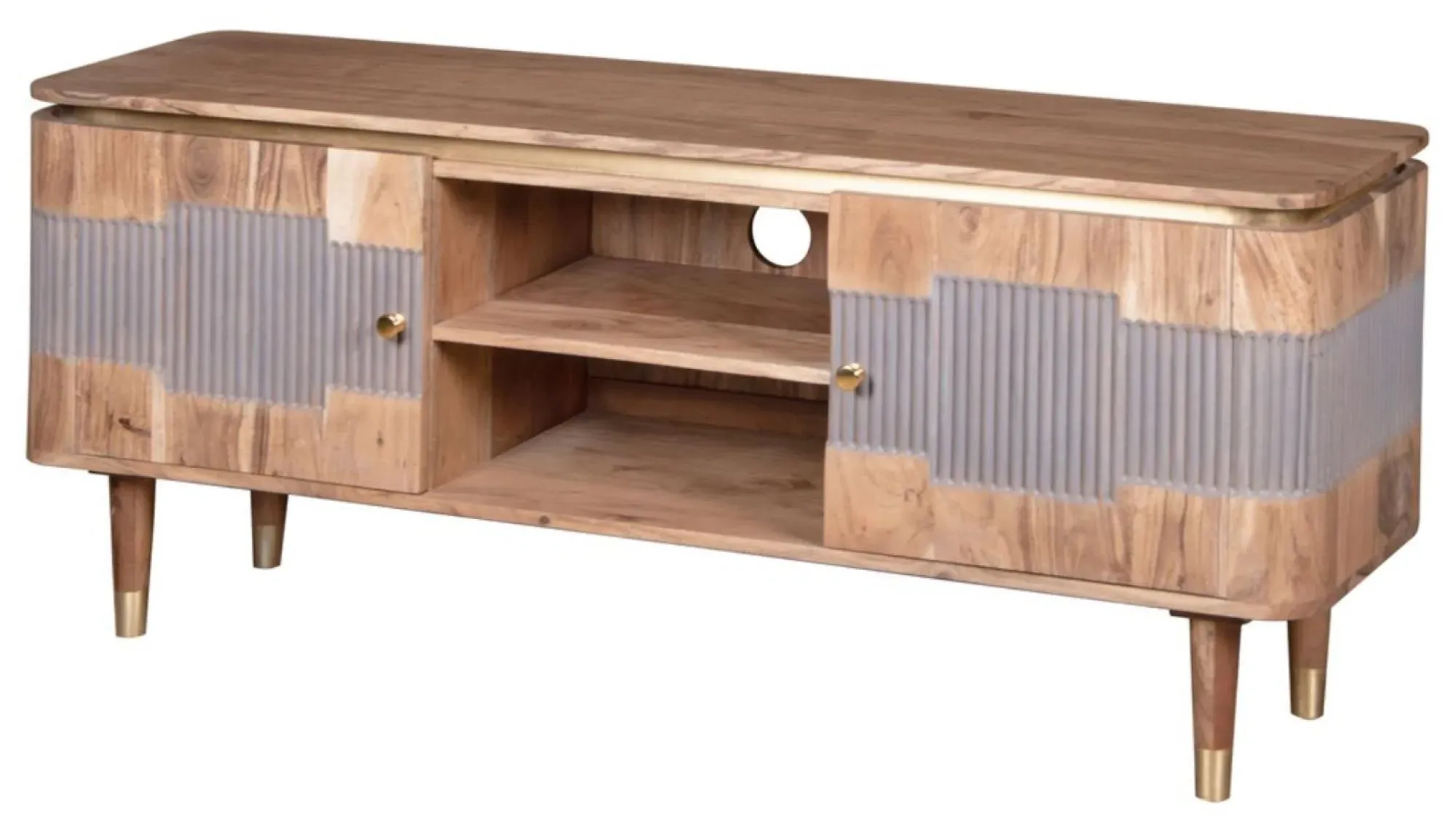 William Acacia Ribbed 145cm TV Unit - Lacquered