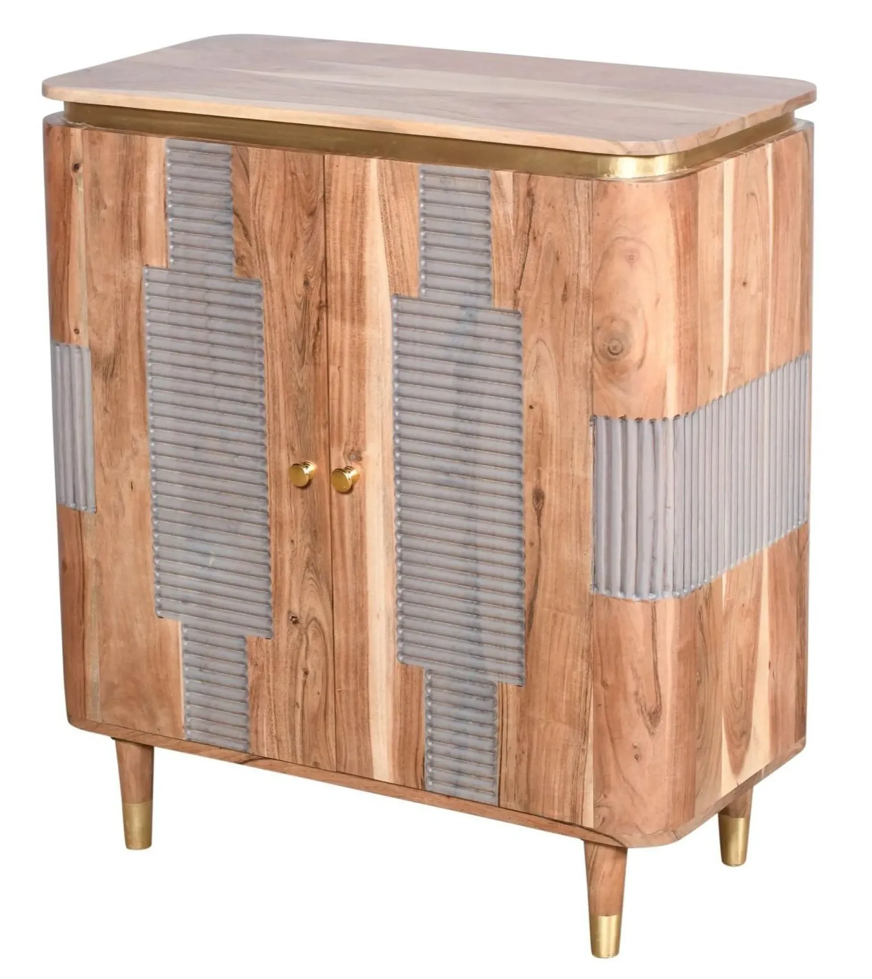 William Acacia Ribbed 2 Door Hall Cabinet - Lacquered