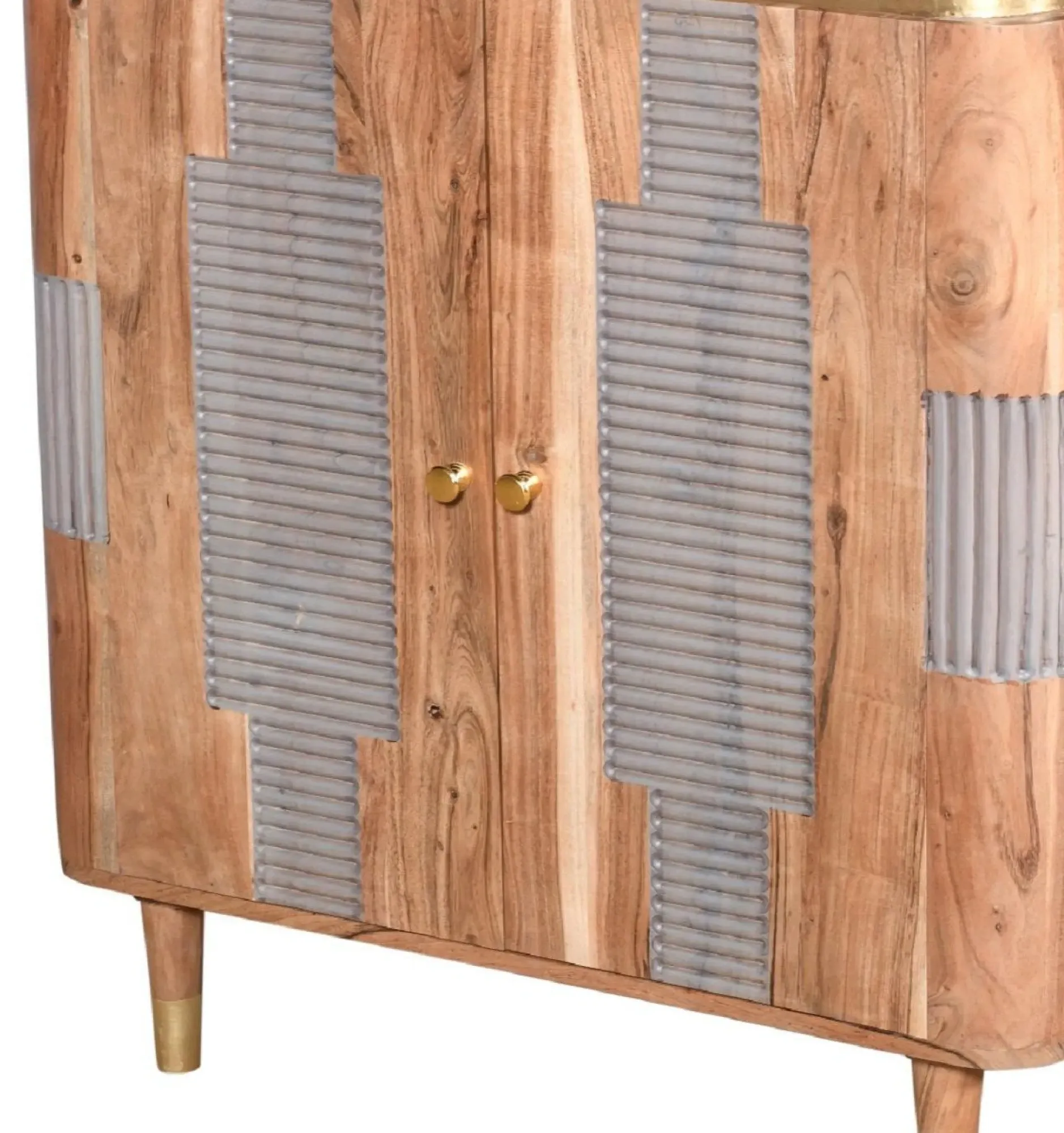 William Acacia Ribbed 2 Door Hall Cabinet - Lacquered