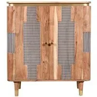 William Acacia Ribbed 2 Door Hall Cabinet - Lacquered