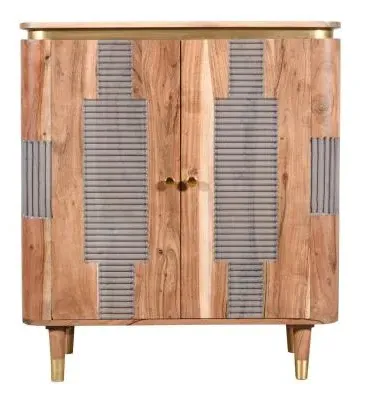 William Acacia Ribbed 2 Door Hall Cabinet - Lacquered
