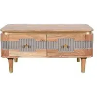 William Acacia Ribbed Coffee Table with Storage - Lacquered