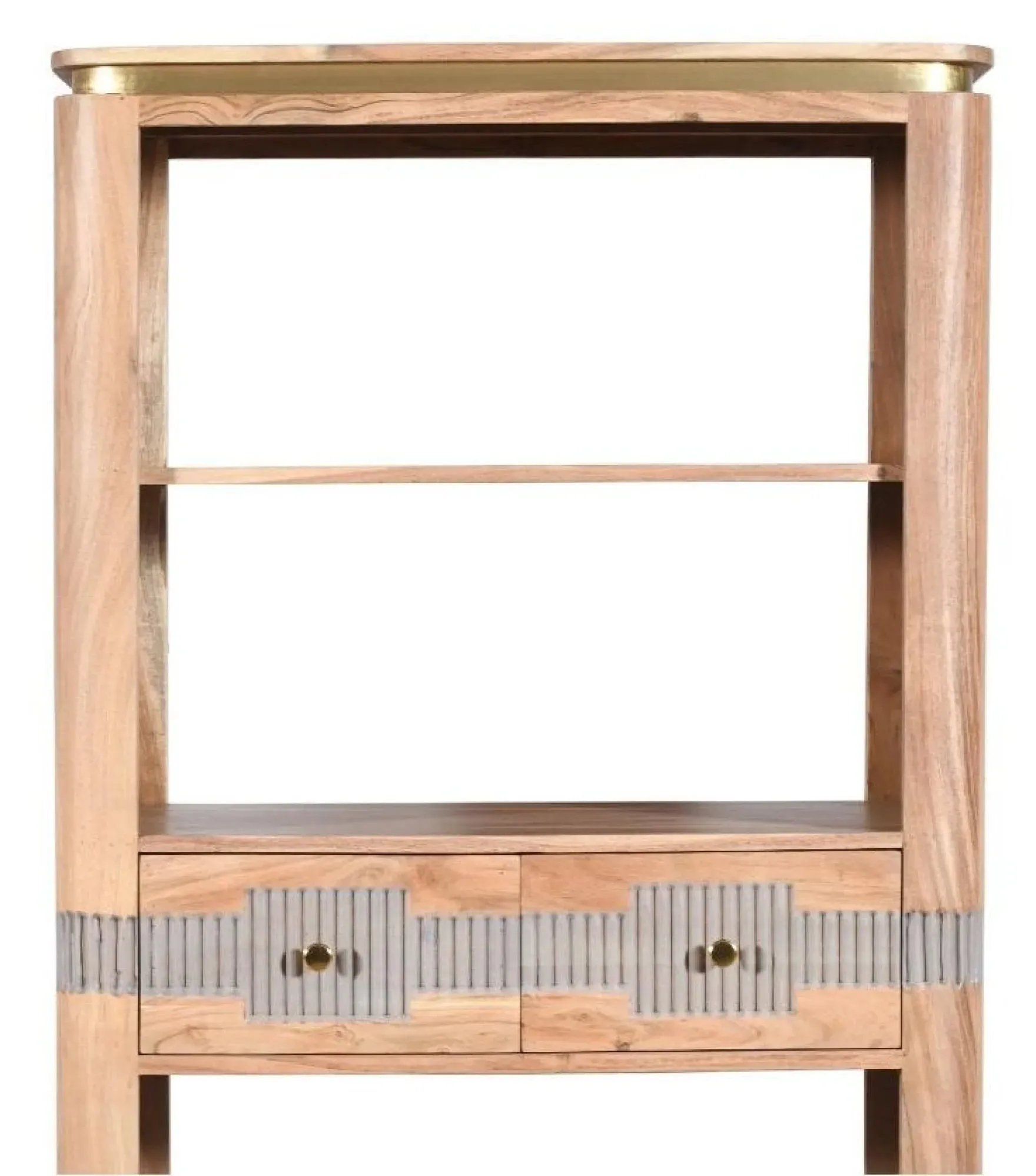 William Acacia Ribbed Large Open Bookcase - Lacquered