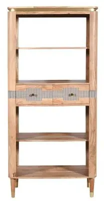 William Acacia Ribbed Large Open Bookcase - Lacquered