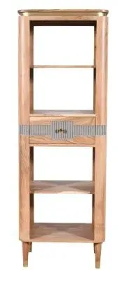 William Acacia Ribbed Slim Open Bookcase - Lacquered