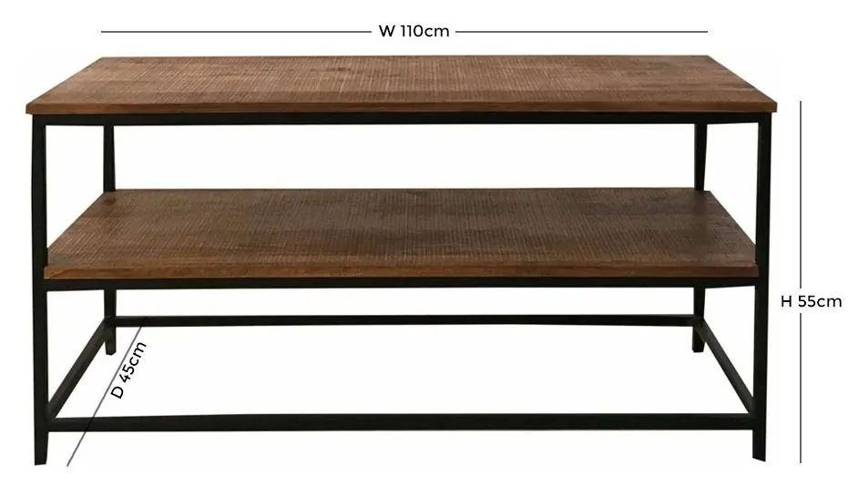 100cm TV Unit with Storage - Mango Wood