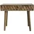 2 Drawer Console Table with Geometric Carving - Mango Wood