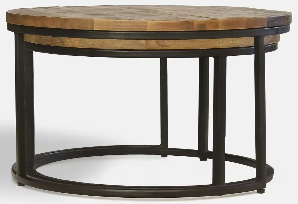 2 Tier Round Coffee Tables Set - Mango Wood
