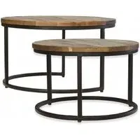 2 Tier Round Coffee Tables Set - Mango Wood
