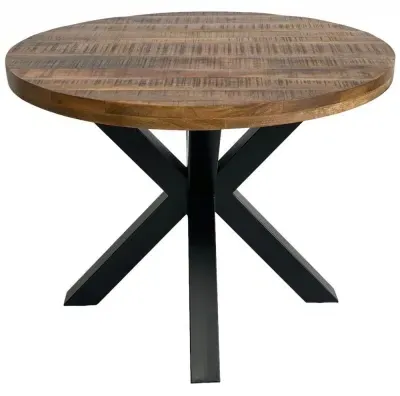 6-Seater Round Dining Table with Star Legs - Mango Wood