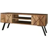 Amar 118cm TV Unit with Geometric Pattern - Mango Wood