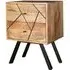 Amar 2 Drawer Bedside Cabinet with Geometric Pattern - Mango Wood