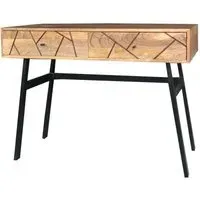 Amar 2 Drawer Console Table with Geometric Pattern - Mango Wood