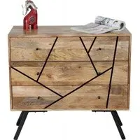 Amar 3 Drawer Small Chest with Geometric Pattern - Mango Wood
