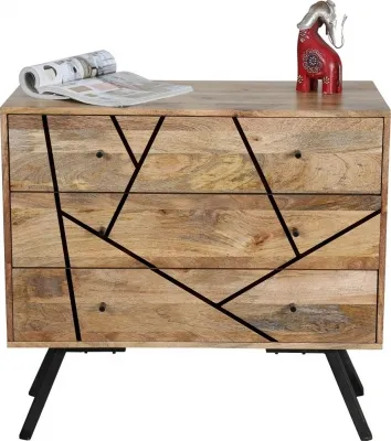 Amar 3 Drawer Small Chest with Geometric Pattern - Mango Wood image