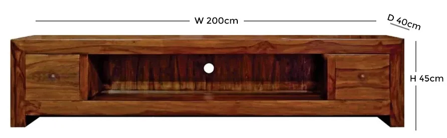 Cube 200cm TV Unit - Sheesham Wood