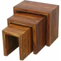 Cube Nest of 3 Tables - Sheesham Wood