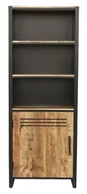 Frais Bookcase with Cupboard - Rustic, Mango Wood