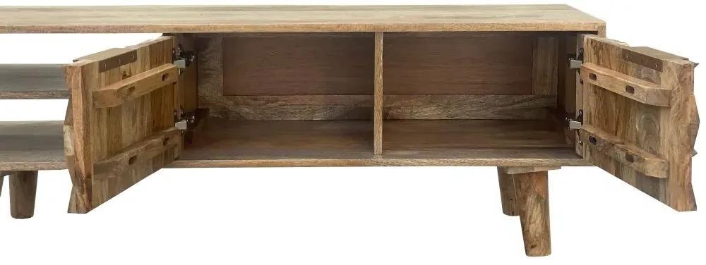 Geometric Carved 118cm TV Unit with Storage - Mango Wood