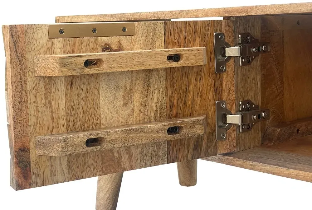 Geometric Carved 118cm TV Unit with Storage - Mango Wood