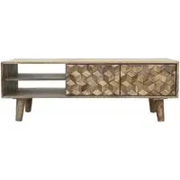 Geometric Carved 118cm TV Unit with Storage - Mango Wood