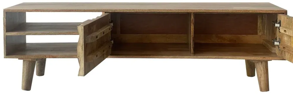 Geometric Carved 140cm TV Unit - Mango Wood