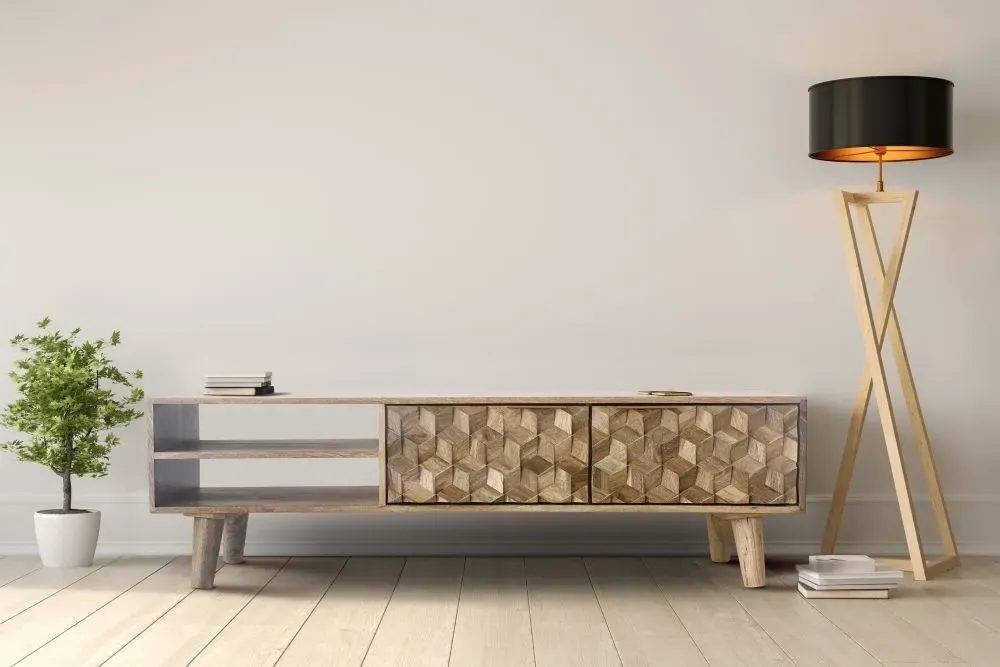 Geometric Carved 140cm TV Unit - Mango Wood