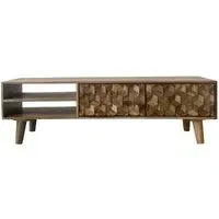 Geometric Carved 140cm TV Unit - Mango Wood