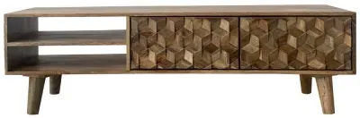 Geometric Carved 140cm TV Unit - Mango Wood image