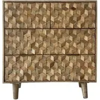 Geometric Carved 2+2 Drawer Chest - Mango Wood
