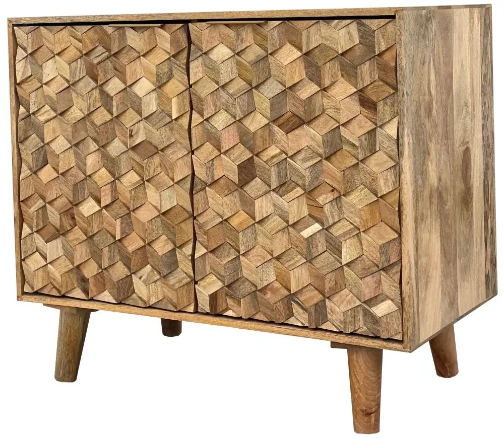 Geometric Carved Small Sideboard - Mango Wood