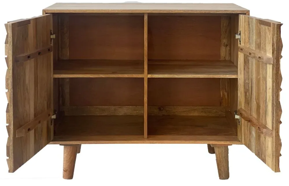 Geometric Carved Small Sideboard - Mango Wood