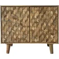 Geometric Carved Small Sideboard - Mango Wood