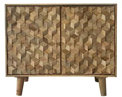 Geometric Carved Small Sideboard - Mango Wood