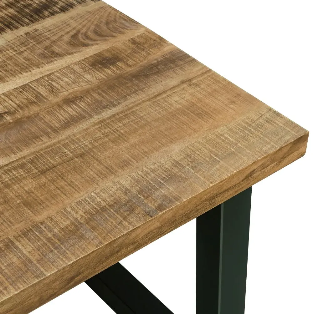 Induse 6-Seater Dining Table with U Legs - Rough Sawn, Mango Wood