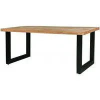 Induse 6-Seater Dining Table with U Legs - Rough Sawn, Mango Wood