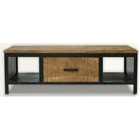 Induse Industrial Coffee Table with Drawer - Rough Sawn, Mango Wood