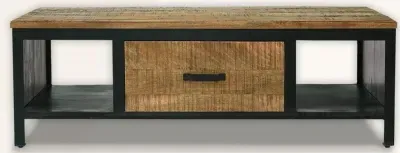 Induse Industrial Coffee Table with Drawer - Rough Sawn, Mango Wood image