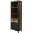 Induse Narrow Bookcase with Door and Drawer - Rough Sawn, Mango Wood