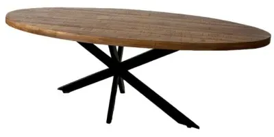 Kerela 8-Seater Oval Dining Table with Star Legs - Mango Wood