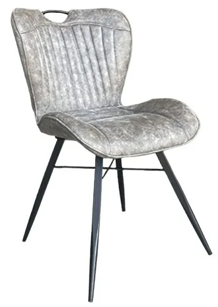 Kerela Dining Chair Set of 2 - Grey, Faux Leather